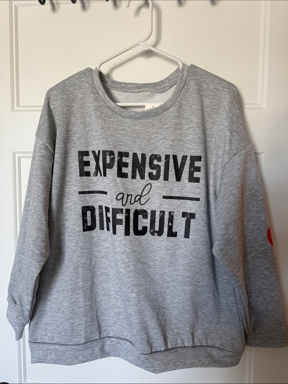 Expensive and Difficult Graphic Crewneck Sweater - Gray